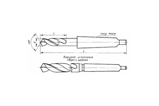 Сверло спиральное с коническим хвостовиком удлиненная серия ф10,1х170х250 Р6М5