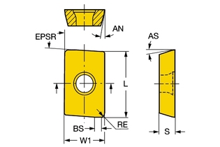 R215.44-15T308M-WH 4040 Режущая пластина U-Max® для фрезерования (sandvik)