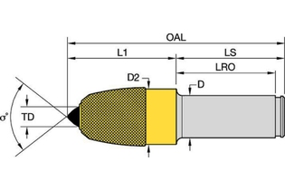 Хвостовик 52 мм (2.06) • Тяжелый 3898246 U200 5.3 .97 HF U200 5.3 .97 HF kennametal